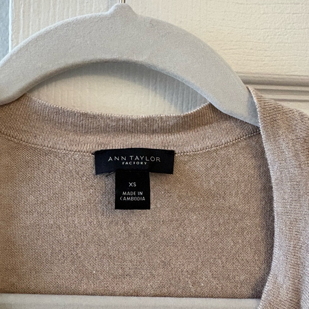 Ann Taylor Factory Light Tan Cardigan Sweater - Picture 2 of 3
